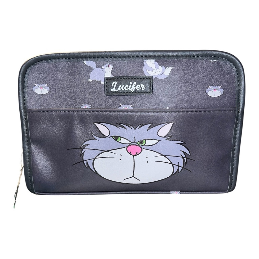 Disney Cinderella Lucifer Black and Gray Cat Cosmetic Case - Picture 1 of 4